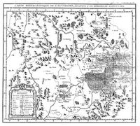 Histoire de la Chaîne des Puys. Carte géologique de l'Auvergne (Jean-Étienne Guettard, 1759). Cliquer pour agrandir l'image.